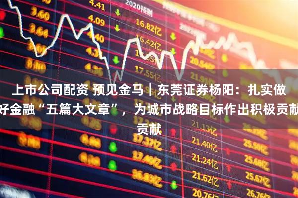上市公司配资 预见金马｜东莞证券杨阳：扎实做好金融“五篇大文章”，为城市战略目标作出积极贡献
